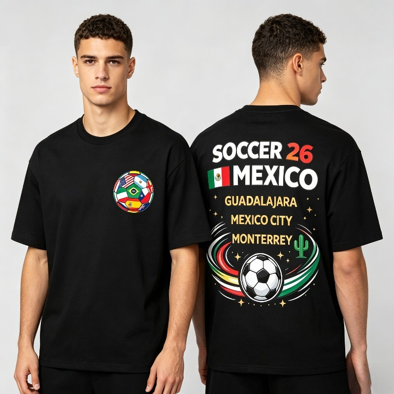 Street Fashion Game - “SOCCER 26 MEXICO” Print T-Shirt Men’s