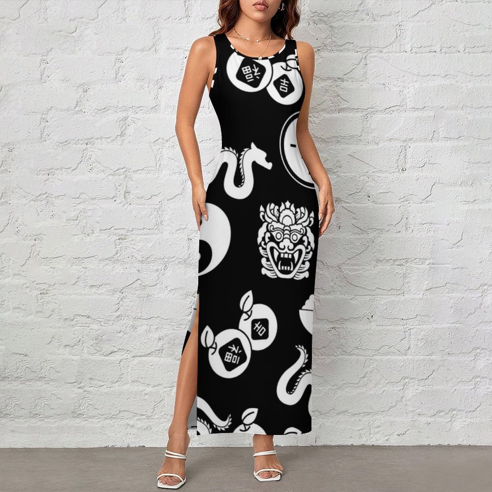 Japanese Street Fashion Female - Female Bodycon Dress Pretty White Dragon