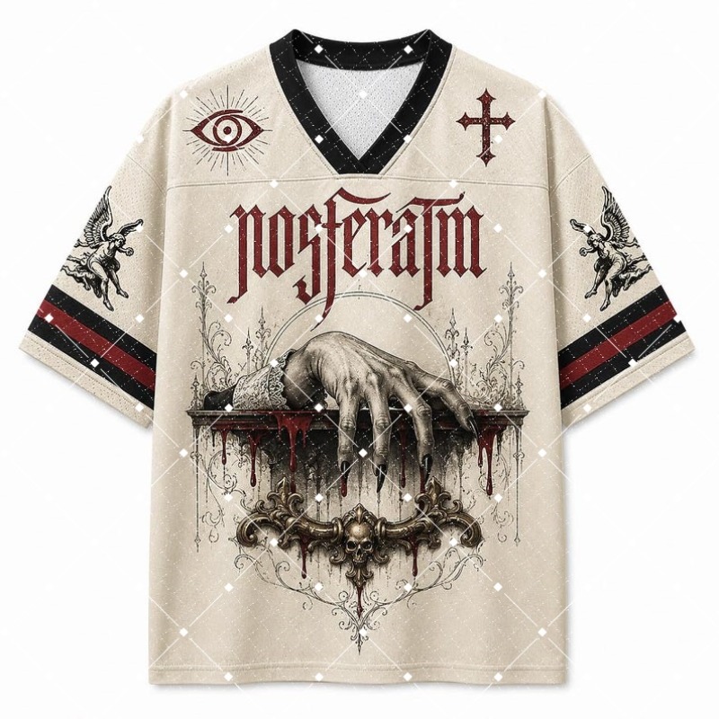 Quirky Street Fashion - Nosferatu Vampire Gothic Print V‑Neck T‑Shirt