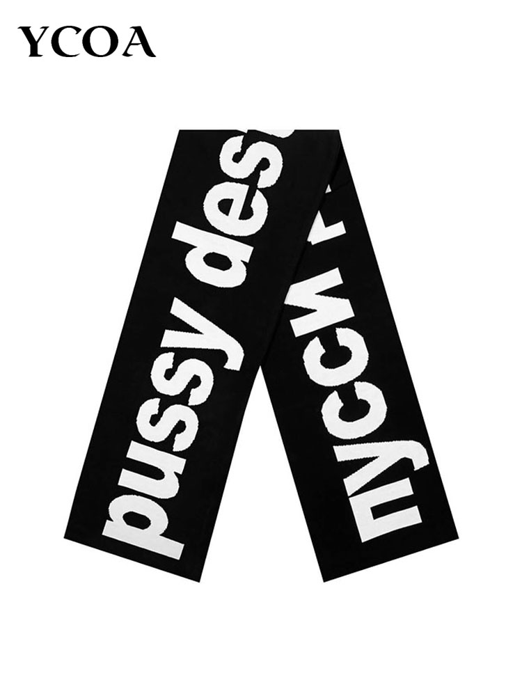 Quirky Street Fashion - Men Scarf Winter Y2k Streetwear Black