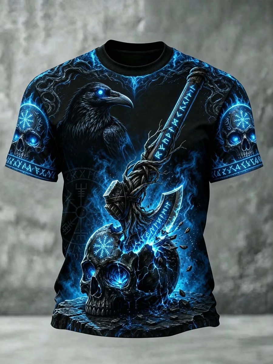 Quirky Street Fashion - Viking Raven Skull & Battle Axe