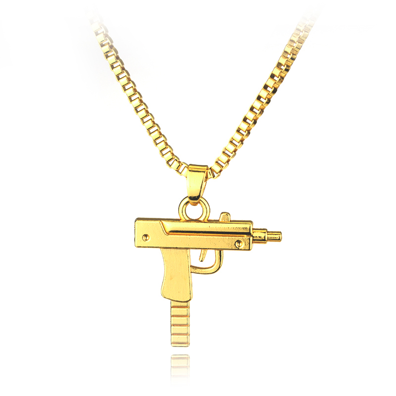 Quirky Street Fashion - Trendy Uzi Gun Shaped Pendant Necklace