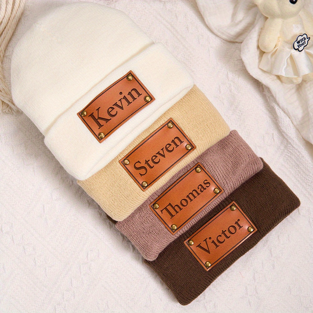 Custom Leather Patch Beanie Cu - Baseball Cap Fitted recension och pris