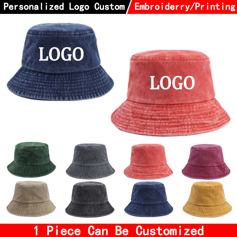 Custom Logo Denim Bucket Hat F - Baseball Cap Fitted recension och pris
