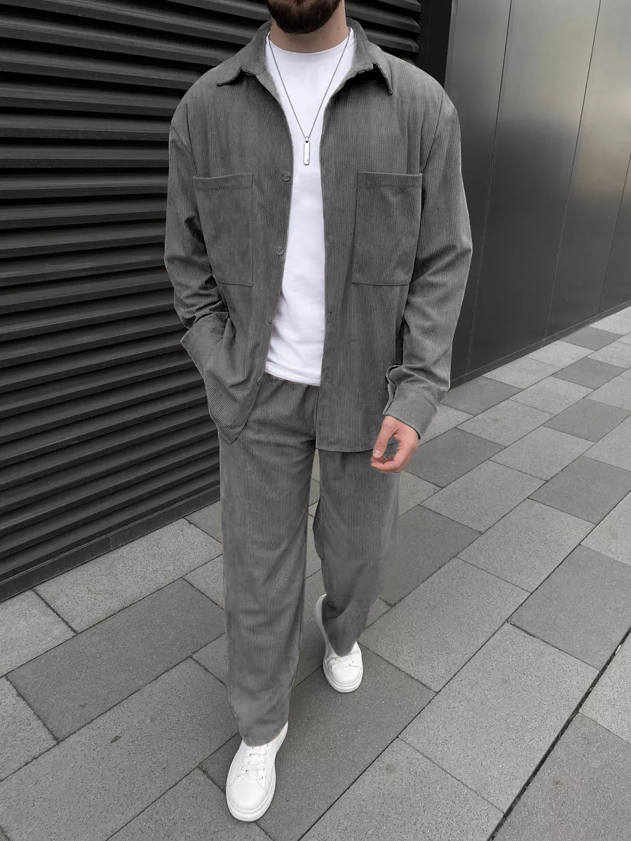 Men's Corduroy Two-Piece Outfi - Street Fashion Men recension och pris