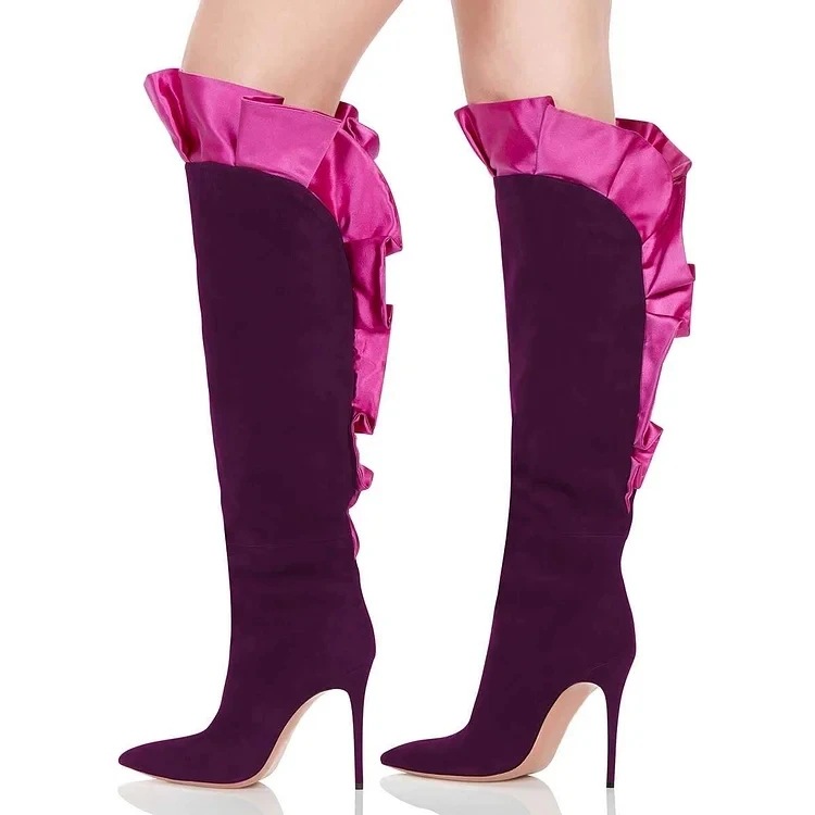 Suede Ruffles Pleated Pointed  - Street Fashion Designers recension och pris